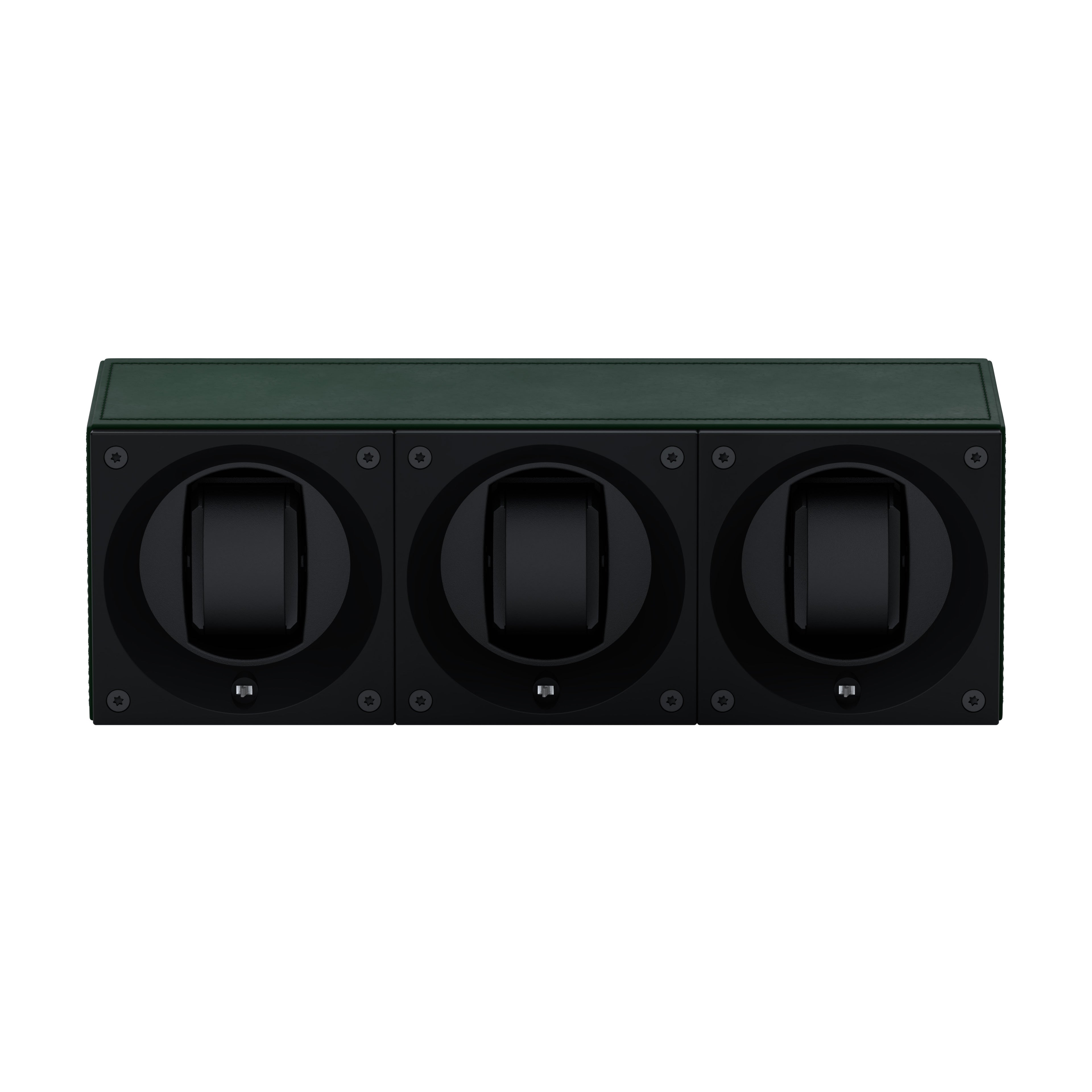 Masterbox 3 watches Green Leather: rotating case for automatic watches