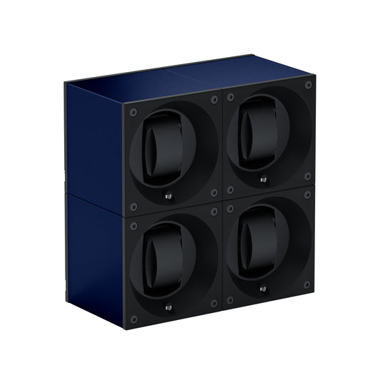 Automatic watch winder: Masterbox 4 watches Aluminum Navy Blue