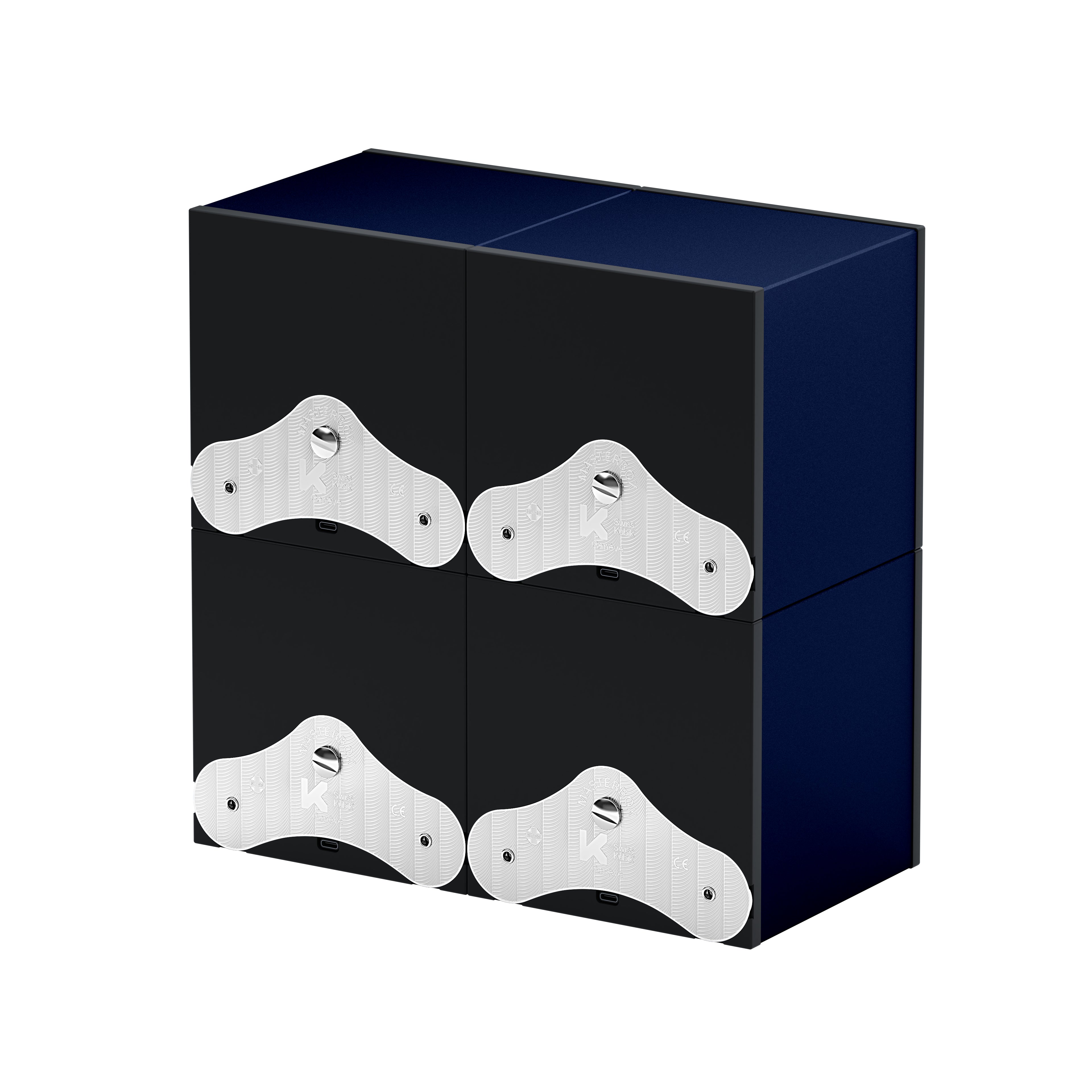 SwissKubik: Masterbox Aluminum Navy Blue Automatic Watch Winder for 4 Watches