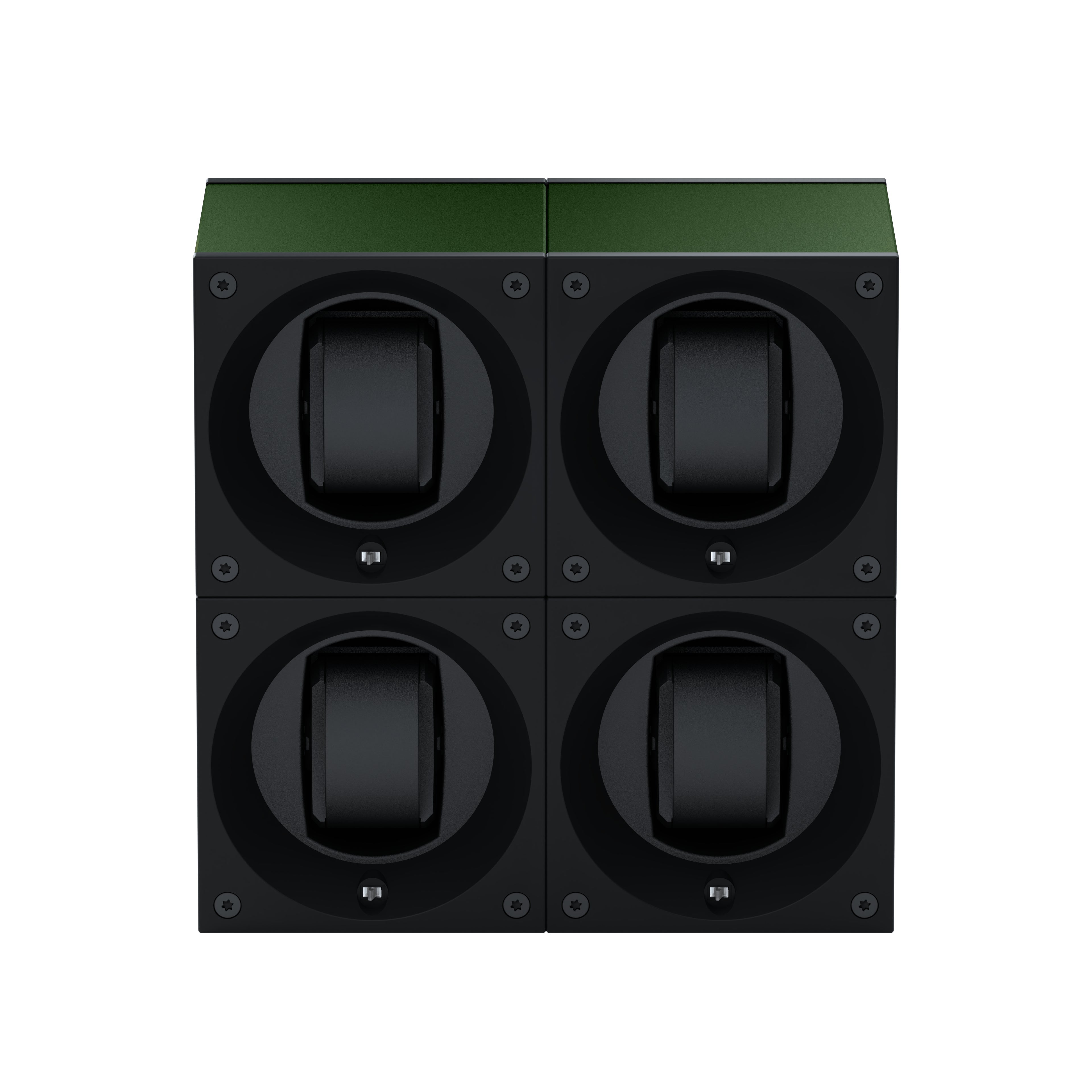 Masterbox 4 watches Dark Green Aluminum: rotating case for automatic watches