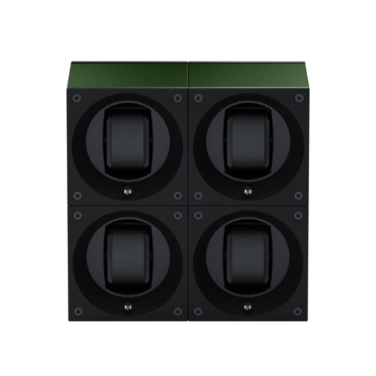 Masterbox 4 watches Dark Green Aluminum: rotating case for automatic watches