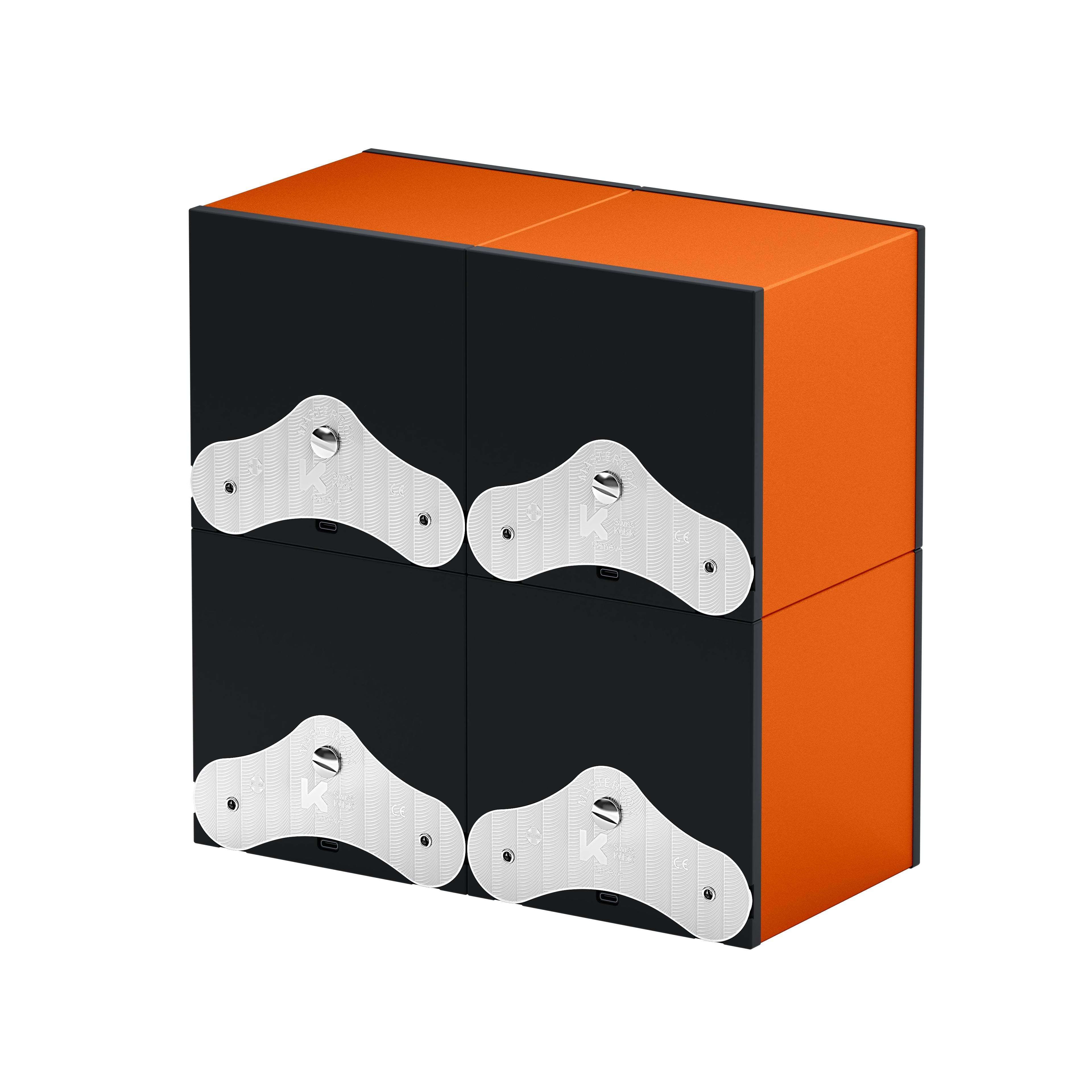 SwissKubik: Masterbox Aluminum Orange automatic watch winder for 4 watches