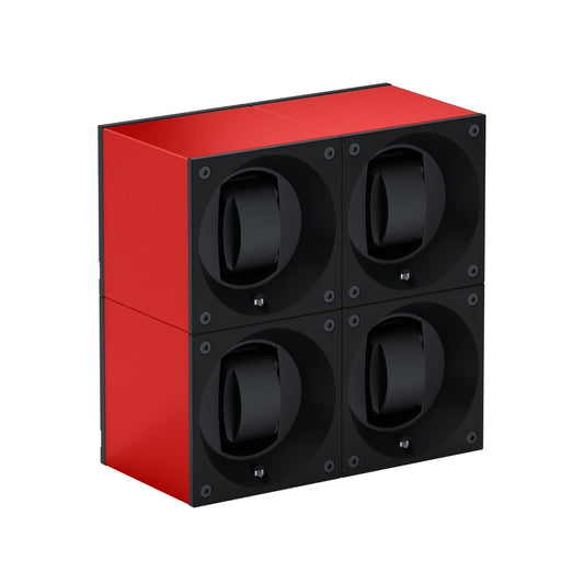 Automatic watch winder: Masterbox 4 watches Red Aluminum