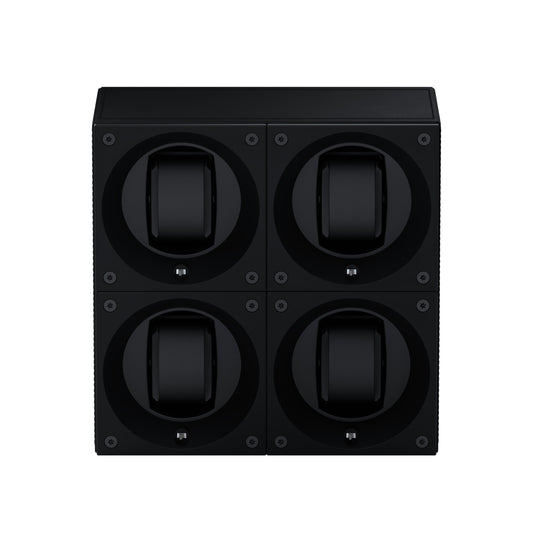 Masterbox 4 watches Black Leather: rotating case for automatic watches