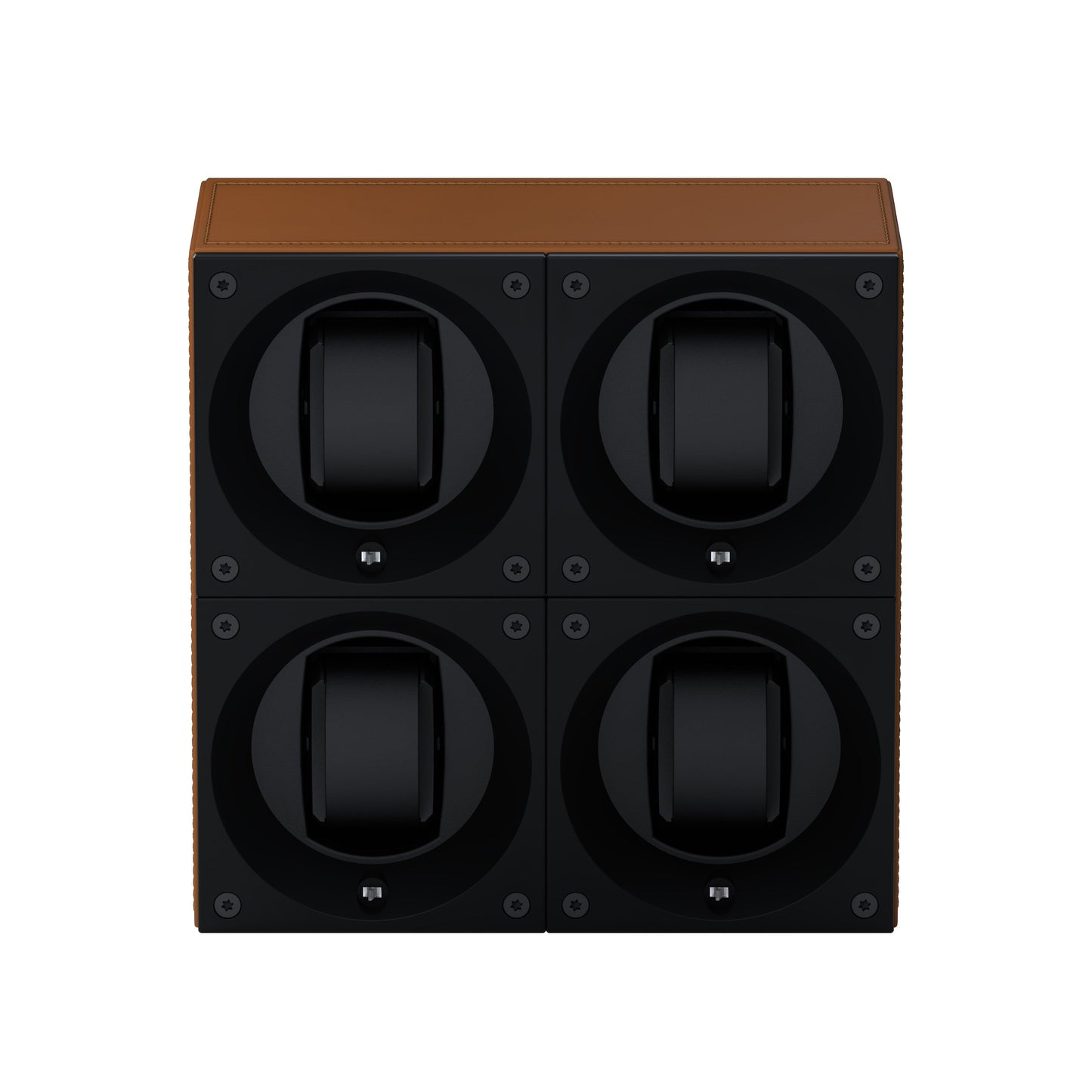 Masterbox 4 watches Cognac Leather: rotating case for automatic watches