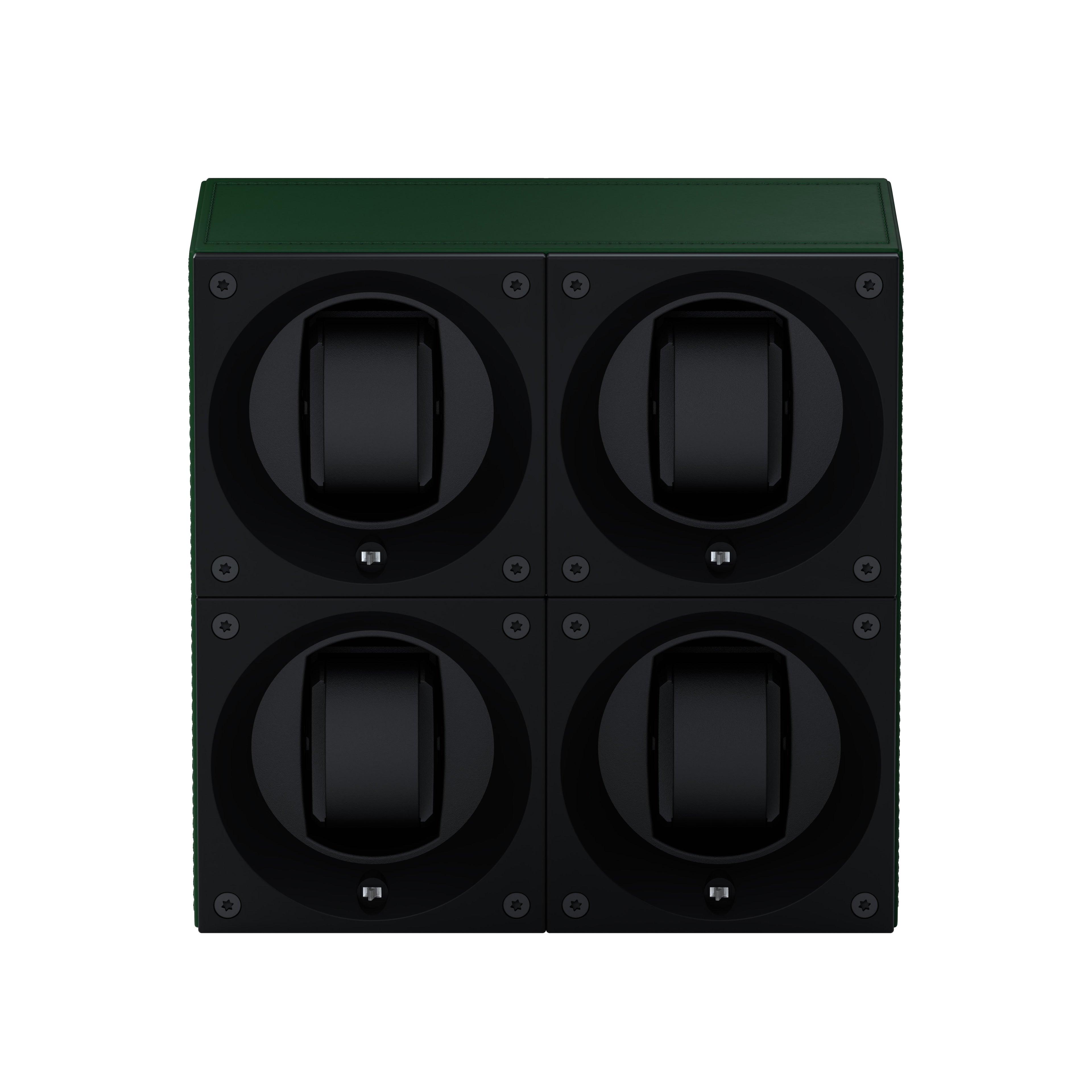 Masterbox 4 watches Green Leather: rotating case for automatic watches
