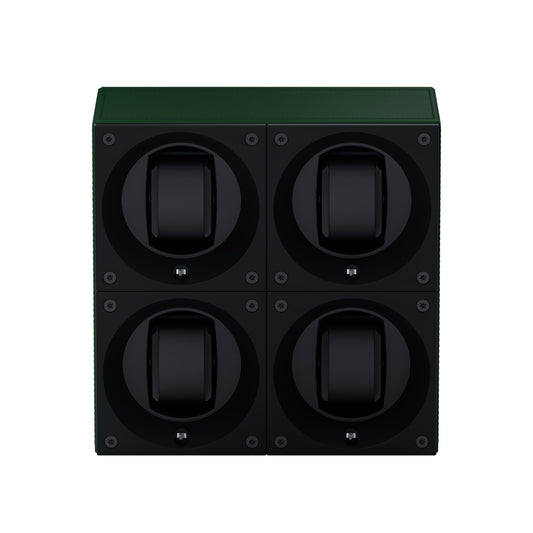 Masterbox 4 watches Green Leather: rotating case for automatic watches
