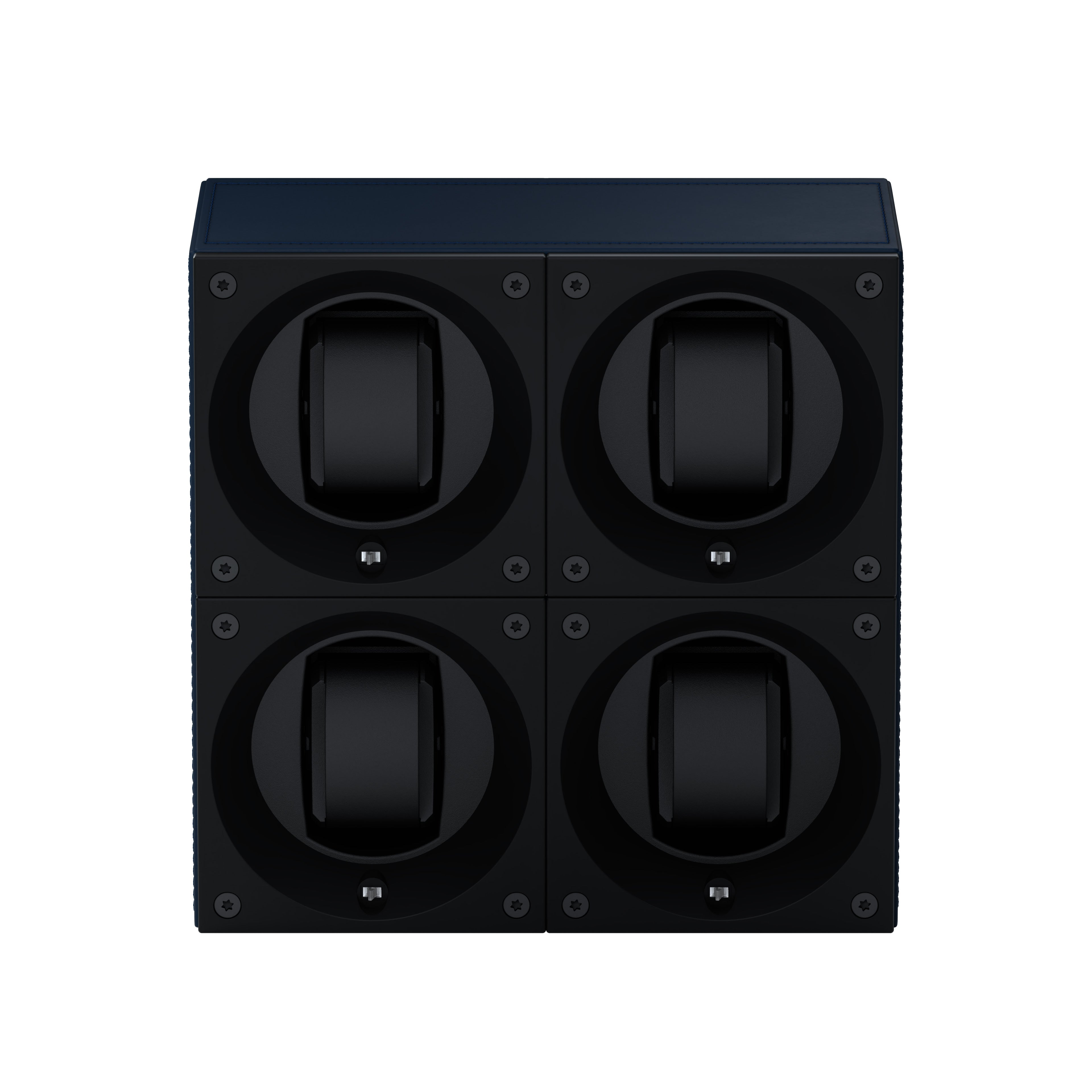 Masterbox 4 watches Navy Blue Leather: rotating case for automatic watches