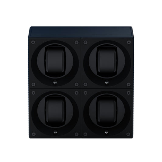 Masterbox 4 watches Navy Blue Leather: rotating case for automatic watches
