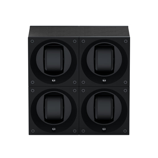 Masterbox 4 Black Wenge Wood Watches: Rotating Watch Box for Automatic Watches