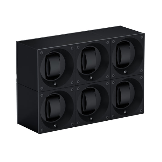Automatic watch winder: Masterbox 6 watches Black Aluminum