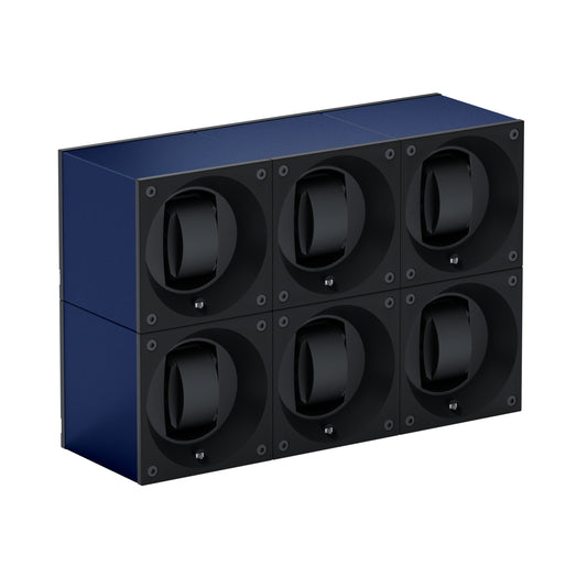Automatic watch winder: Masterbox 6 watches Aluminum Navy Blue