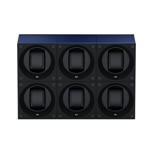 Masterbox 6 watches Aluminum Navy Blue: rotating case for automatic watches