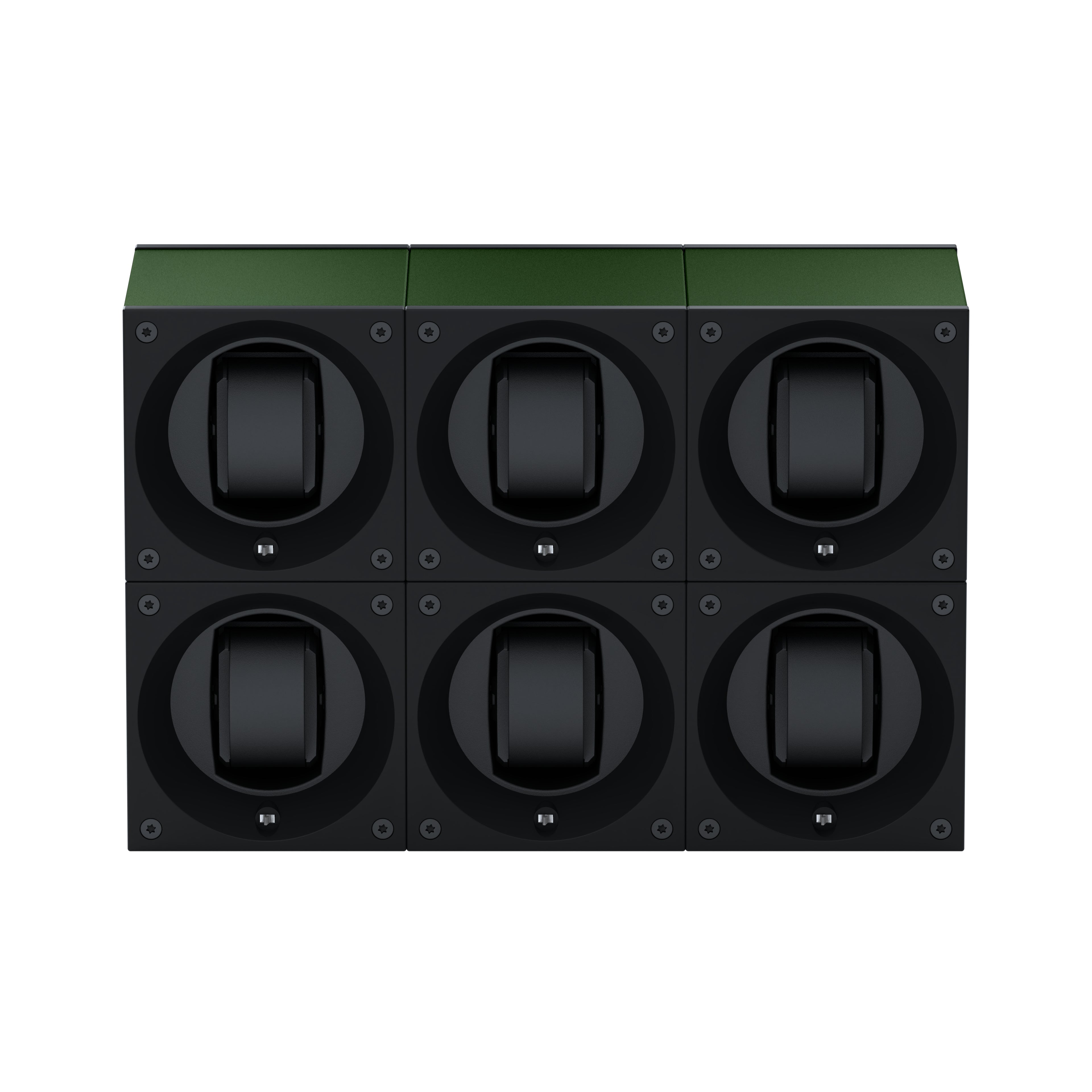 Masterbox 6 watches Dark Green Aluminum: rotating case for automatic watches