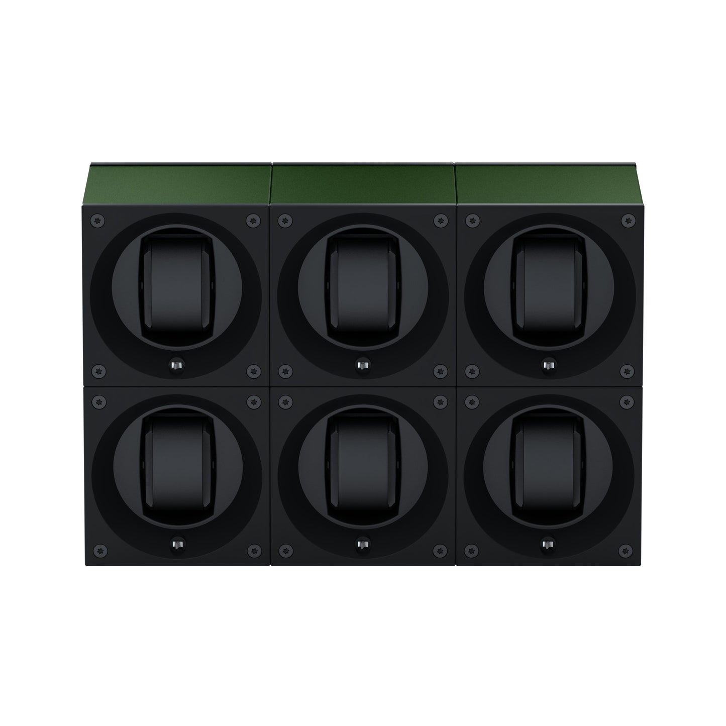 Masterbox 6 watches Dark Green Aluminum: rotating case for automatic watches