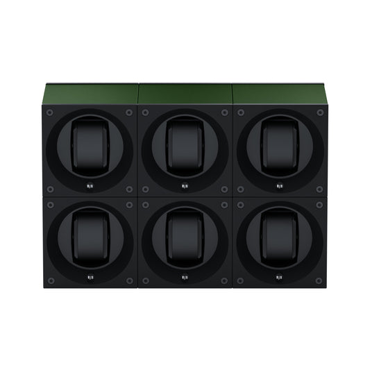 Masterbox 6 watches Dark Green Aluminum: rotating case for automatic watches