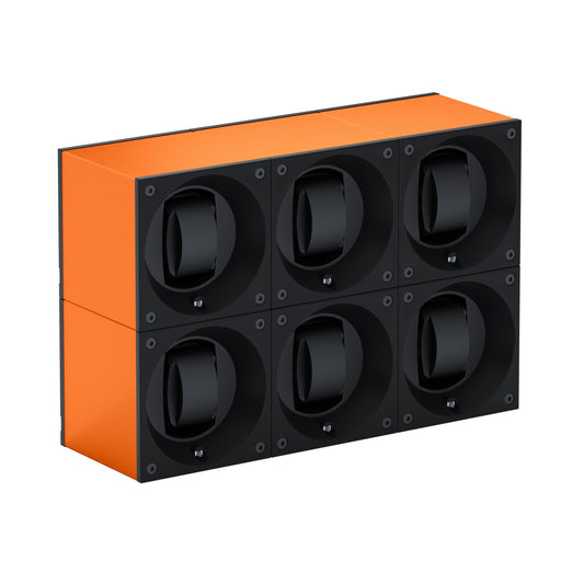 Automatic watch winder: Masterbox 6 watches Aluminum Orange