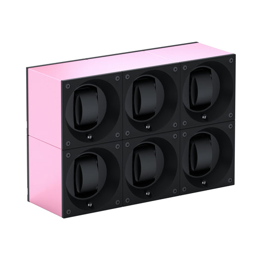 Automatic watch winder: Masterbox 6 watches Pink Aluminum