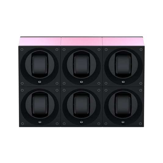 Masterbox 6 watches Pink Aluminum: rotating case for automatic watches