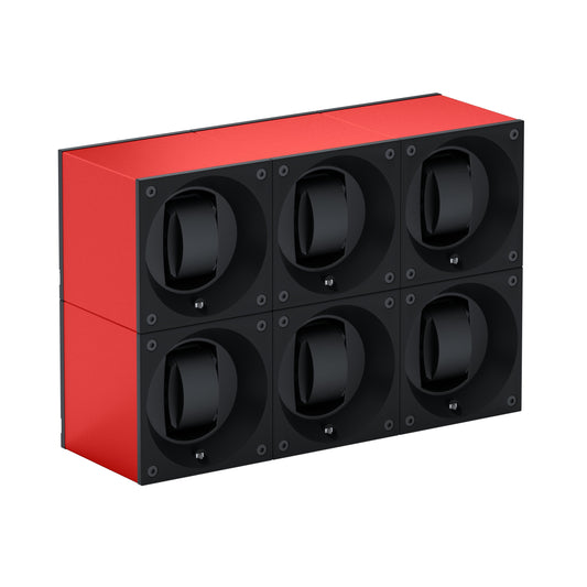 Automatic watch winder: Masterbox 6 watches Red Aluminum