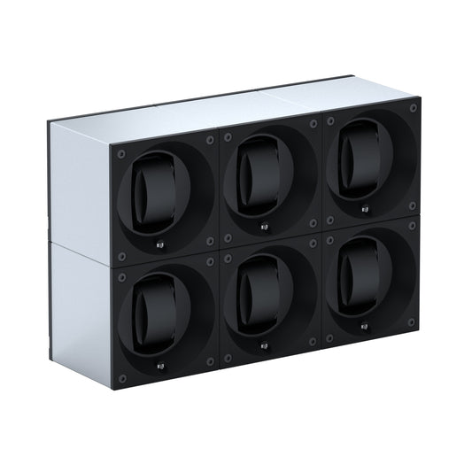 Automatic watch winder: Masterbox 6 watches Aluminum Silver