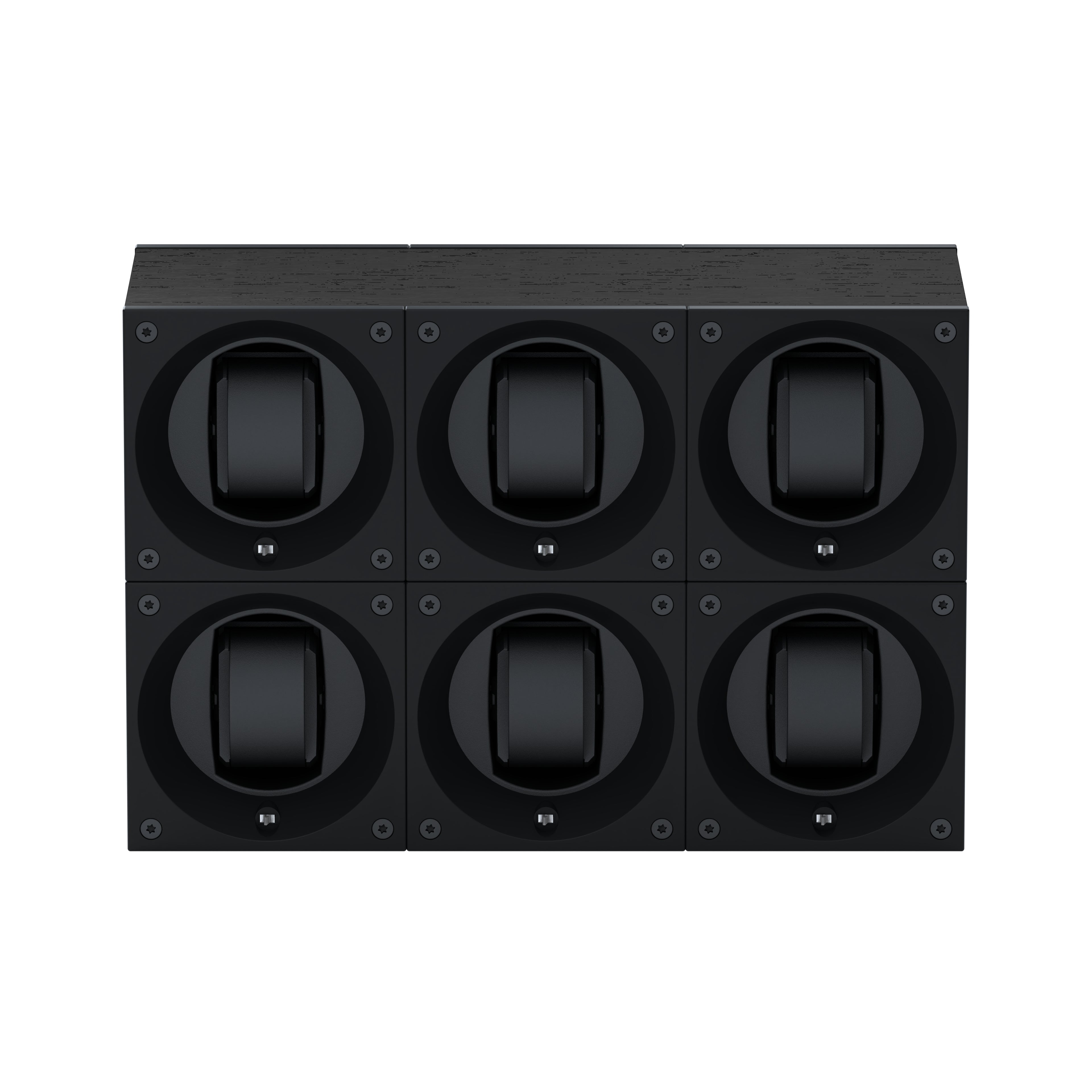Masterbox 6 Black Wenge Wood Watches: Rotating Watch Box for Automatic Watches