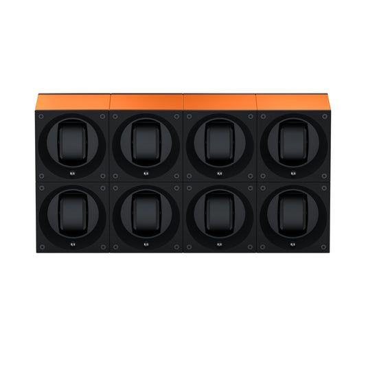 Masterbox 8 watches Aluminum Orange: rotating case for automatic watches