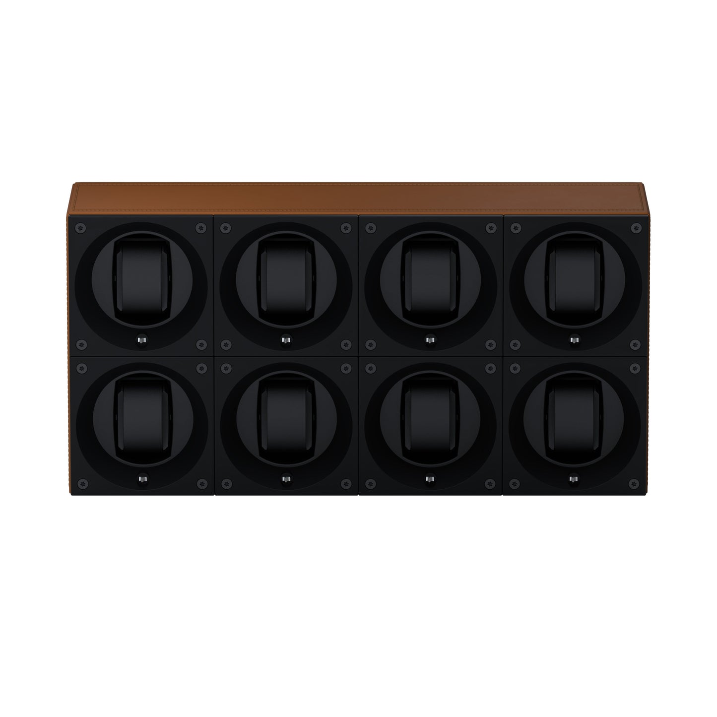 Masterbox 8 watches Cognac Leather: rotating case for automatic watches