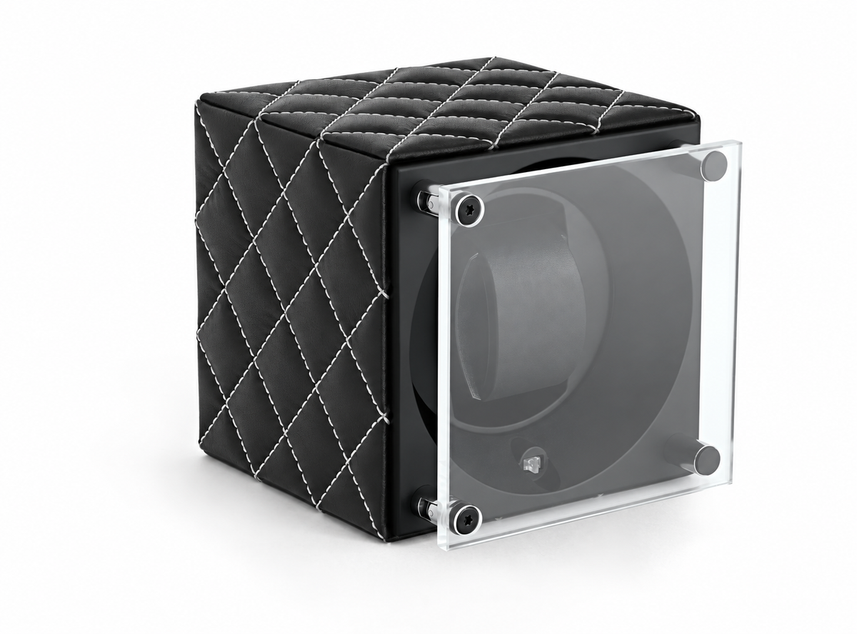 Masterbox Single Black Leather White Matelassé Stitches