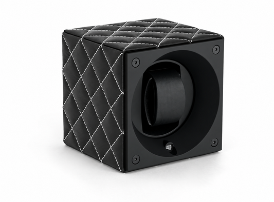 Masterbox Single Black Leather White Matelassé Stitches - SwissKubik