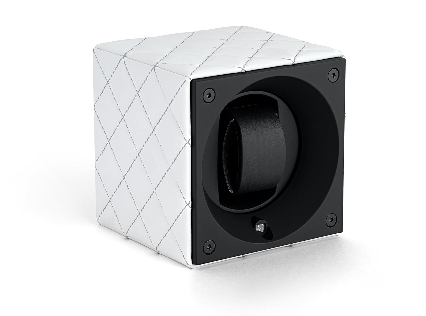 Masterbox Single White Leather Grey Matelassé Stitches