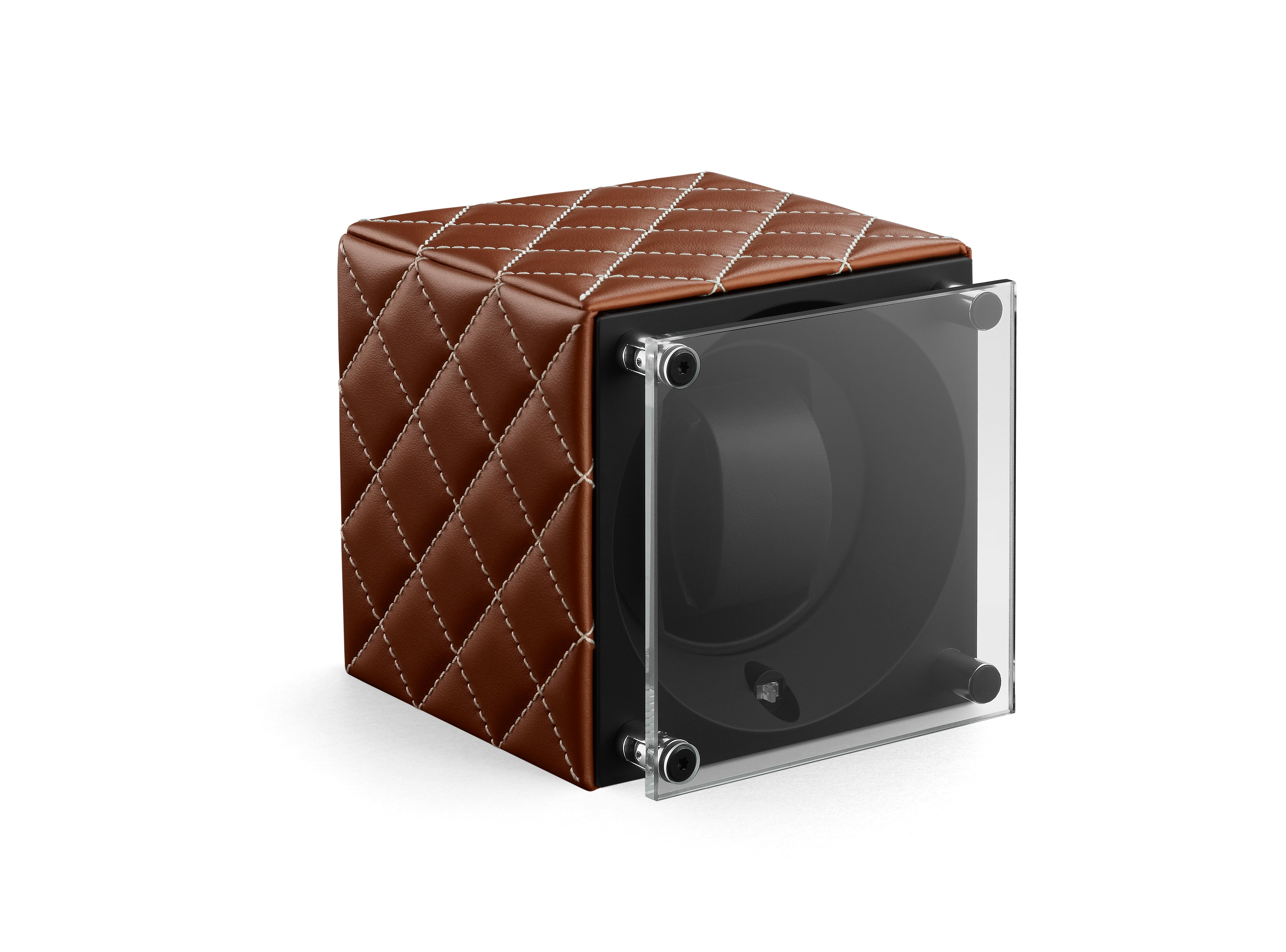 Masterbox Single Tan Toledo Leather White Matelassè Stitches - SwissKubik