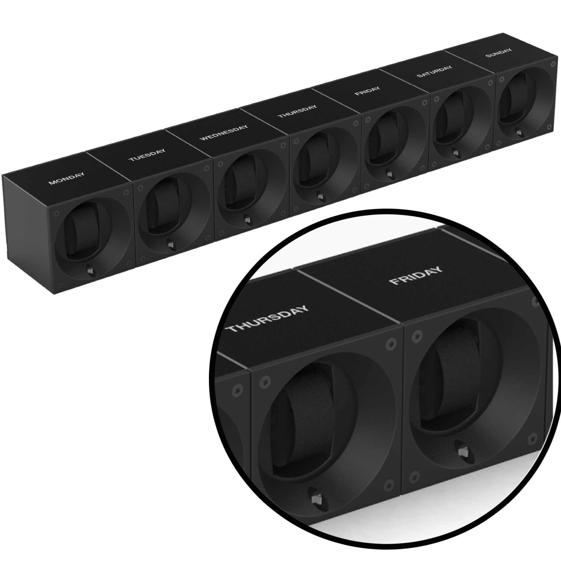 Special Edition Days of the Week Masterbox Aluminum Black - SwissKubik